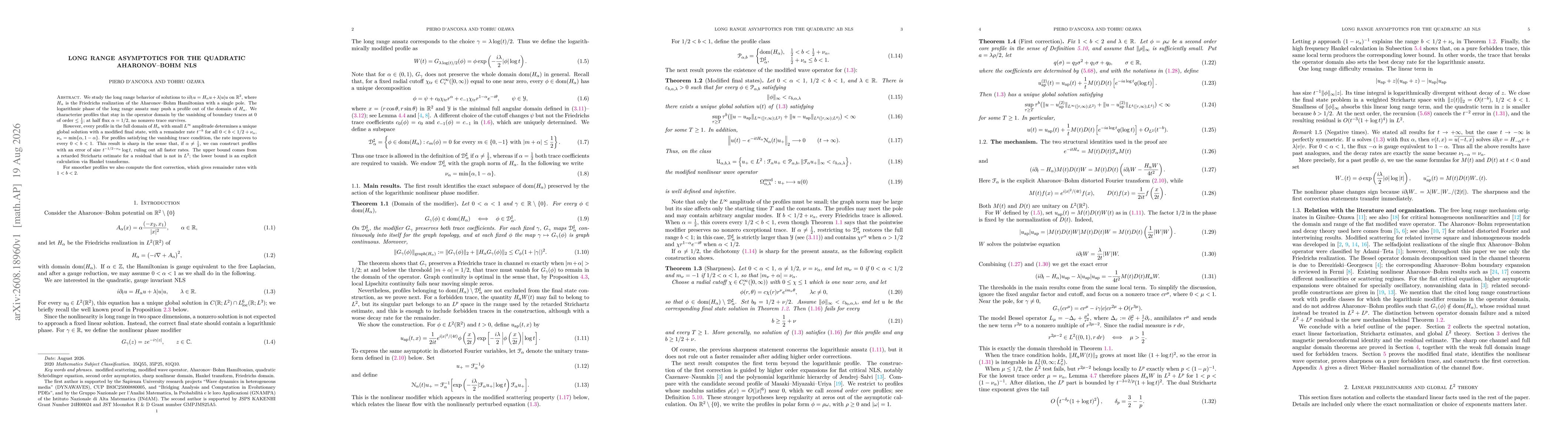 Thumbnail for Long Range Asymptotics for the Quadratic Aharonov--Bohm NLS