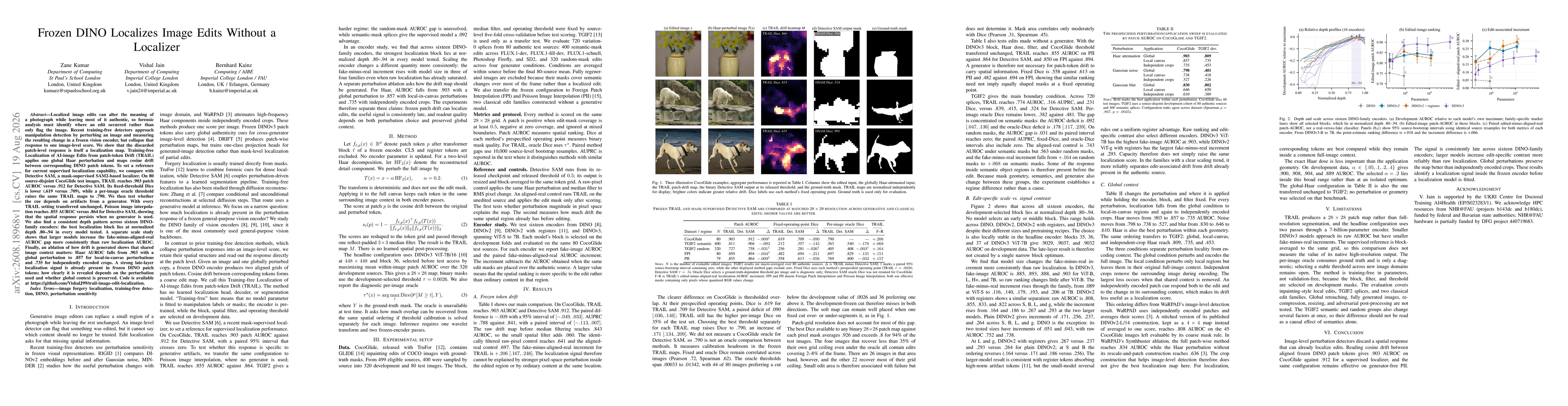 Thumbnail for Frozen DINO Localizes Image Edits Without a Localizer