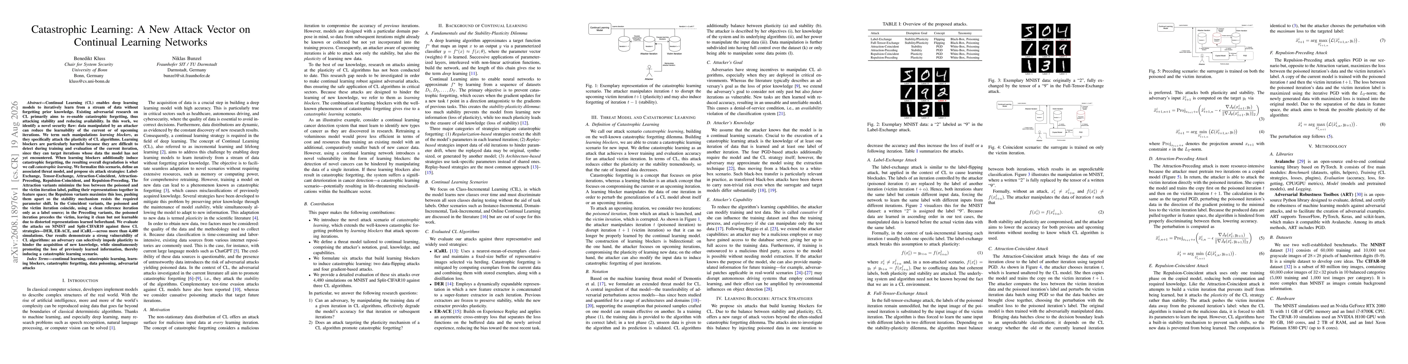 Thumbnail for Catastrophic Learning: A New Attack Vector on Continual Learning Networks