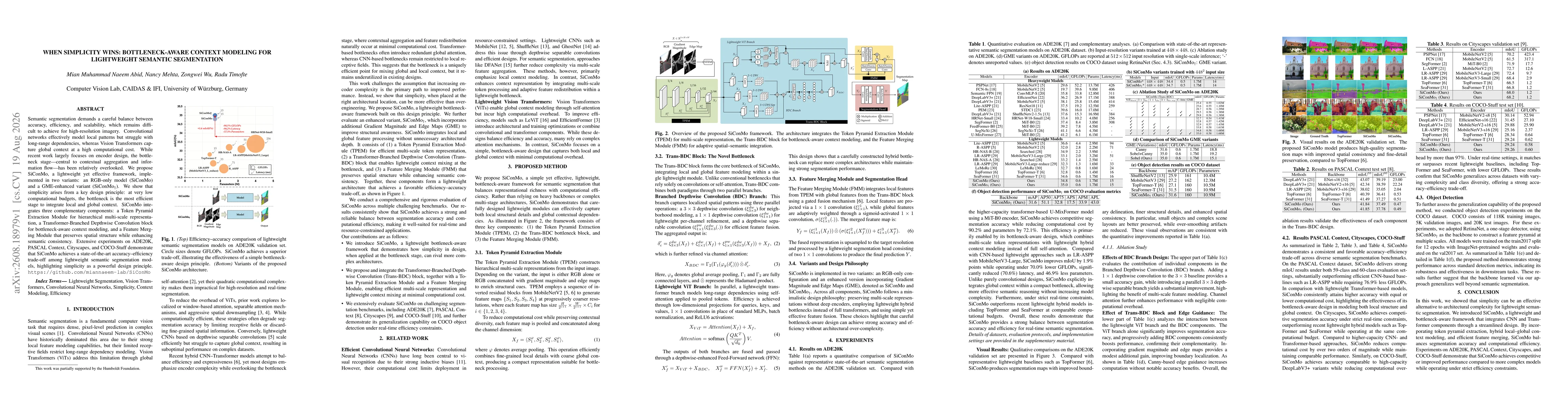 Thumbnail for When Simplicity Wins: Bottleneck-Aware Context Modeling for Lightweight Semantic Segmentation