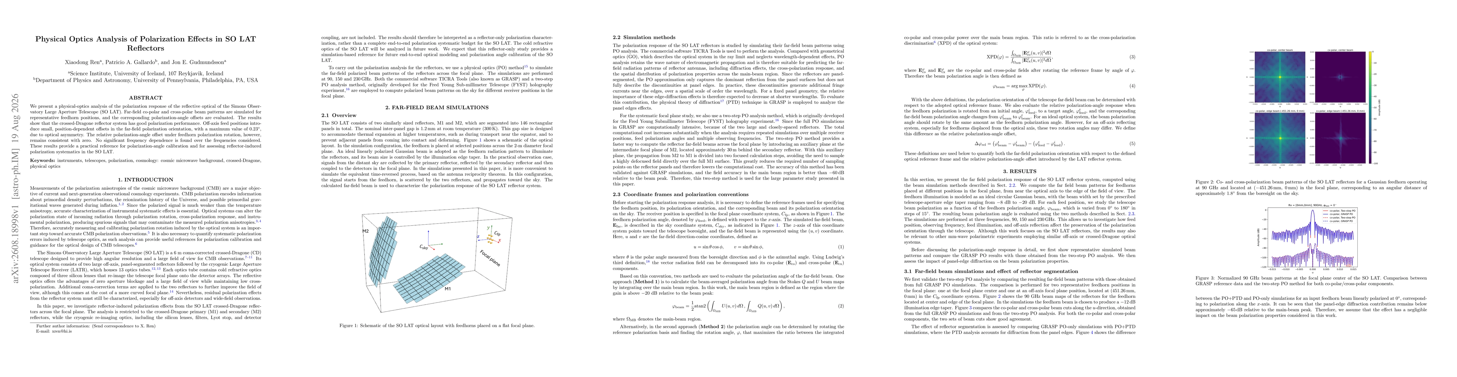 Thumbnail for Physical Optics Analysis of Polarization Effects in SO LAT Reflectors