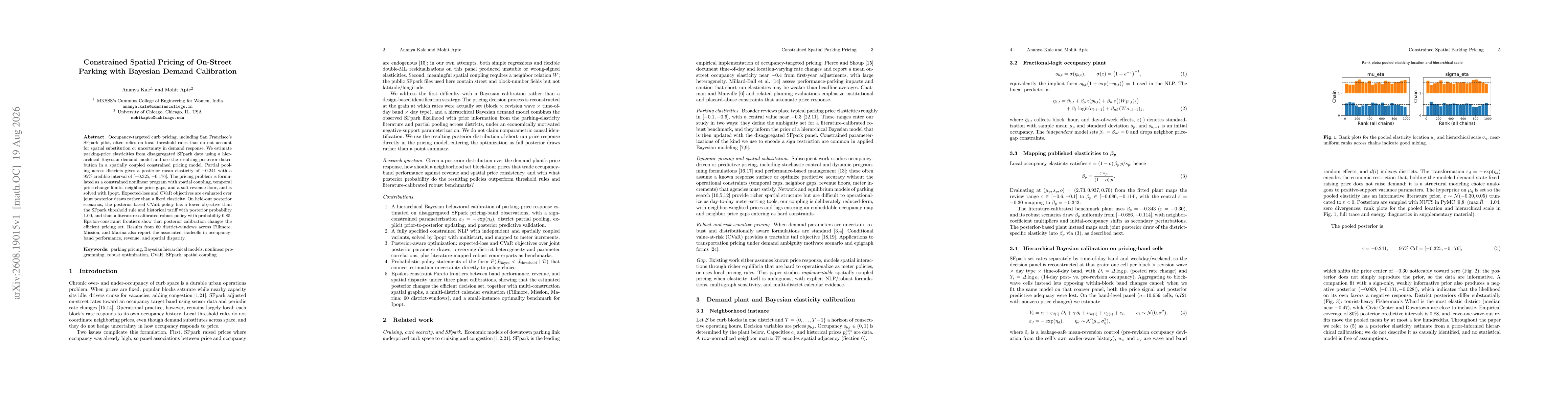Thumbnail for Constrained Spatial Pricing of On-Street Parking with Bayesian Demand Calibration