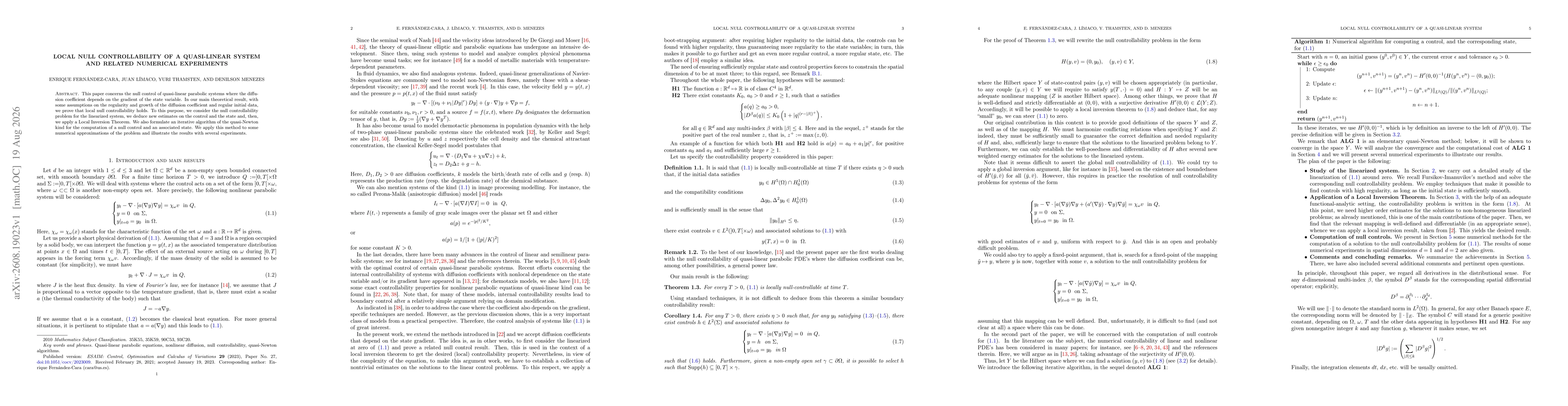 Thumbnail for Local null controllability of a quasi-linear system and related numerical experiments