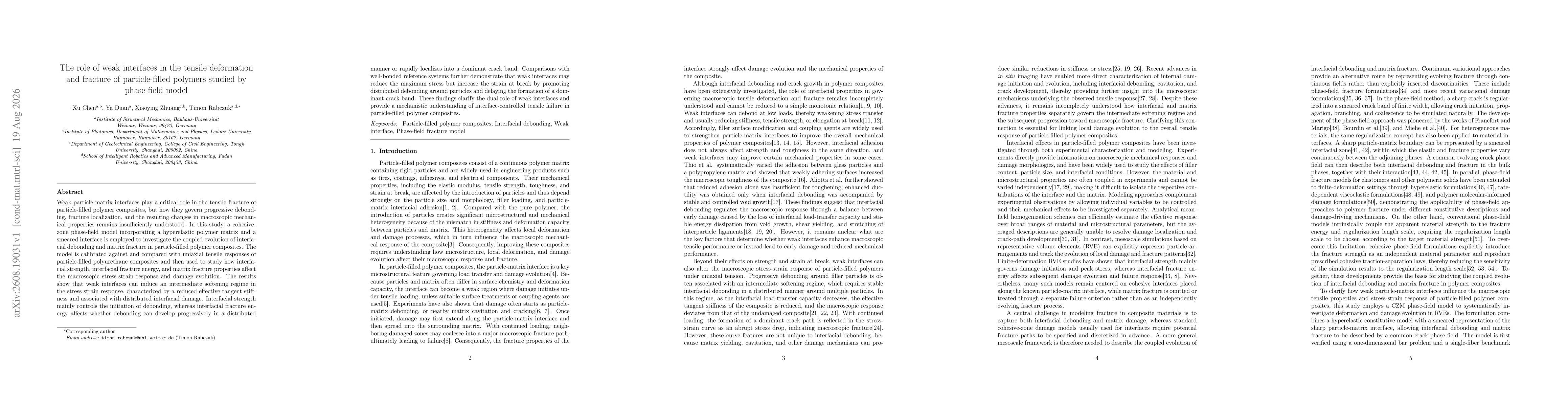 Thumbnail for The role of weak interfaces in the tensile deformation and fracture of particle-filled polymers studied by phase-field model