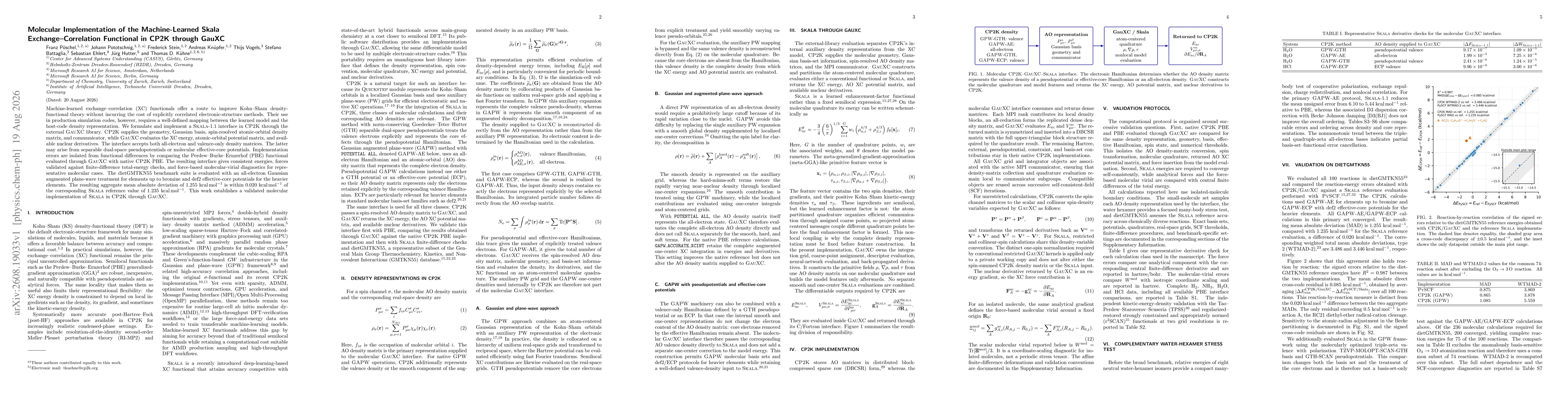 Thumbnail for Molecular Implementation of the Machine-Learned Skala Exchange-Correlation Functional in CP2K through GauXC