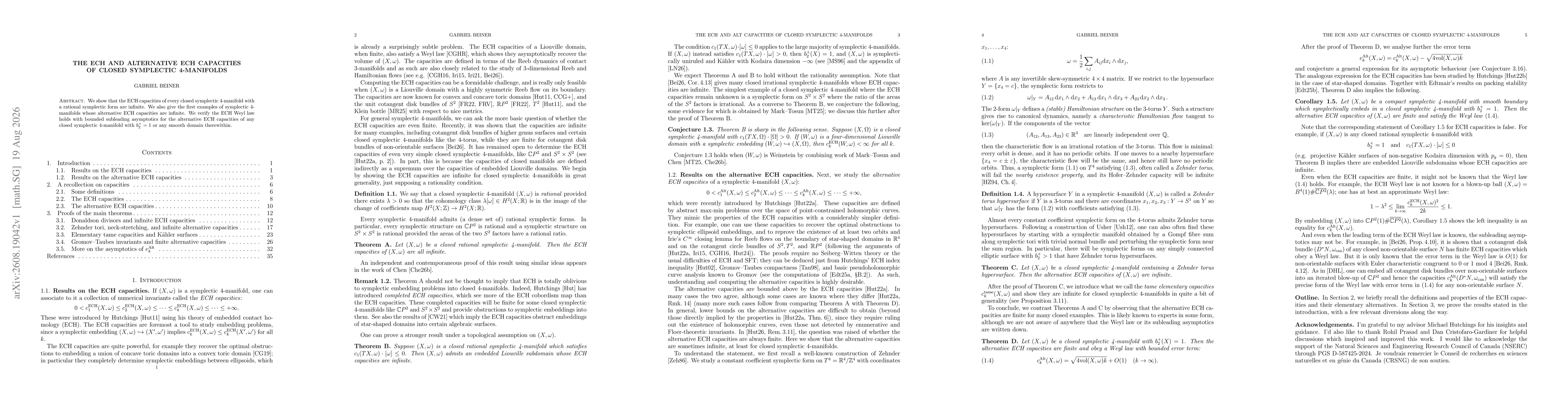 Thumbnail for The ECH and alternative ECH capacities of closed symplectic 4-manifolds