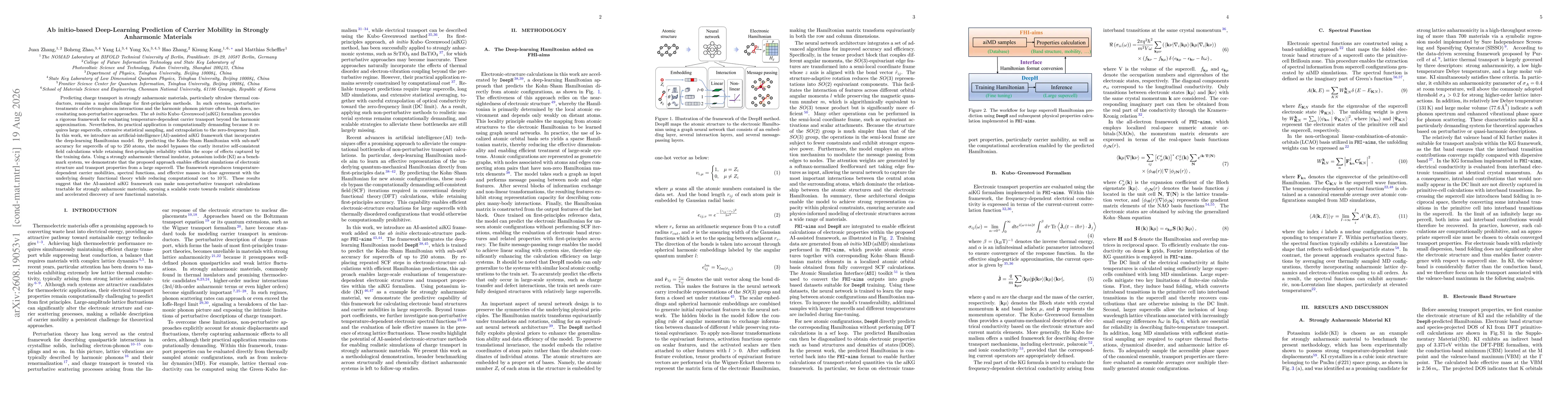 Thumbnail for Ab initio-based Deep-Learning Prediction of Carrier Mobility in Strongly Anharmonic Materials