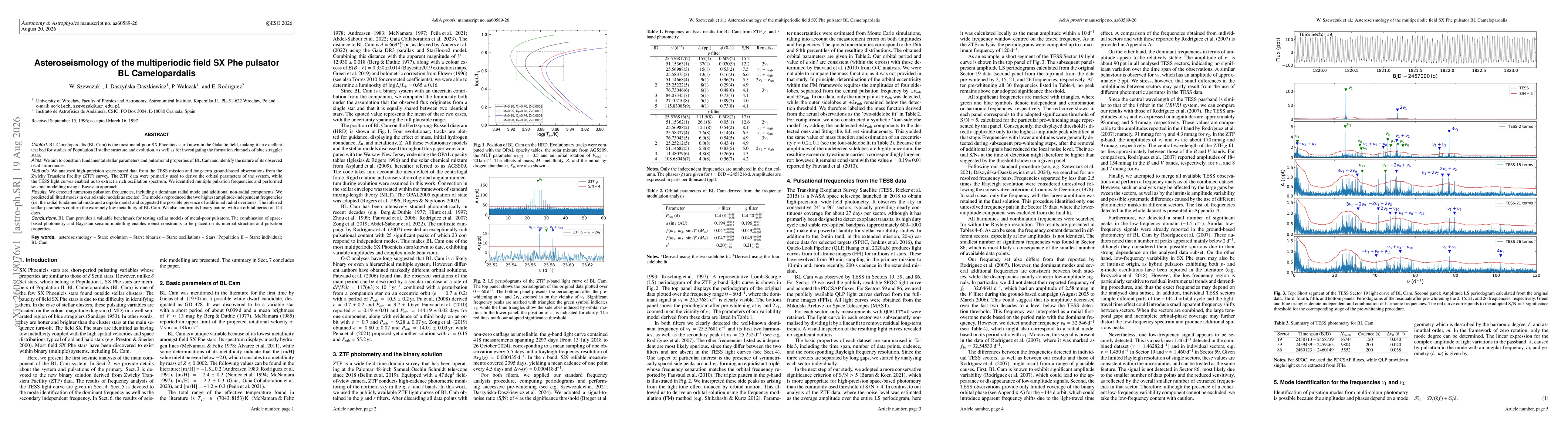 Thumbnail for Asteroseismology of the multiperiodic field SX Phe pulsator BL Camelopardalis