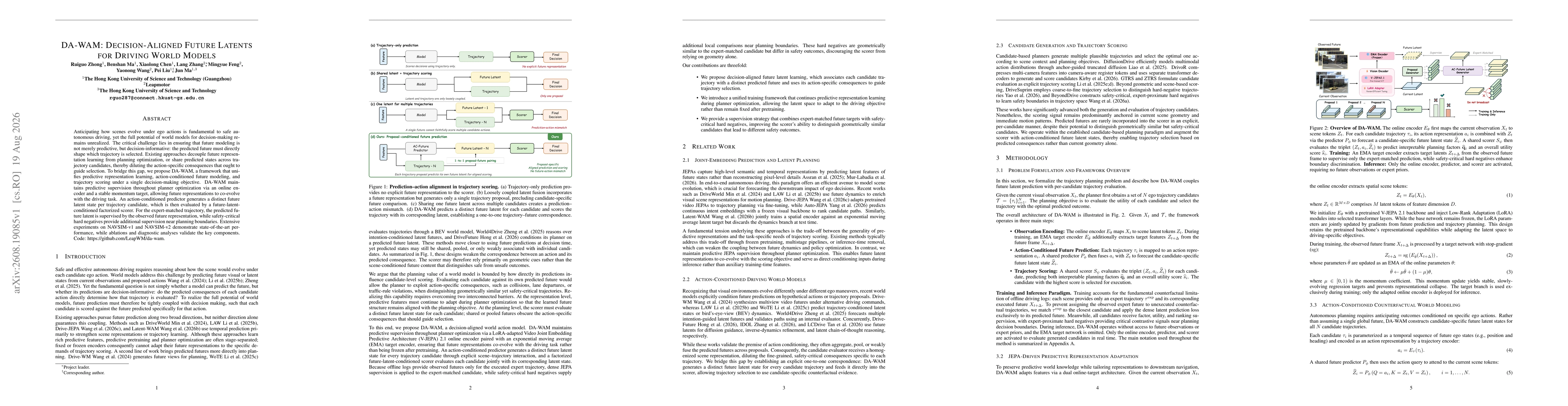Thumbnail for DA-WAM: Decision-Aligned Future Latents for Driving World Models