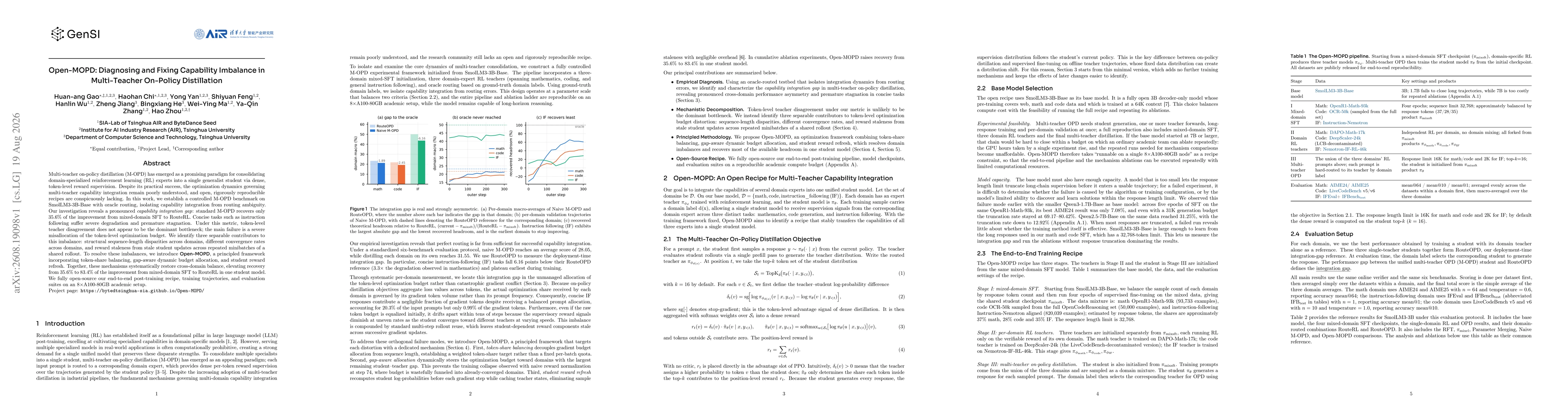 Thumbnail for Open-MOPD: Diagnosing and Fixing Capability Imbalance in Multi-Teacher On-Policy Distillation
