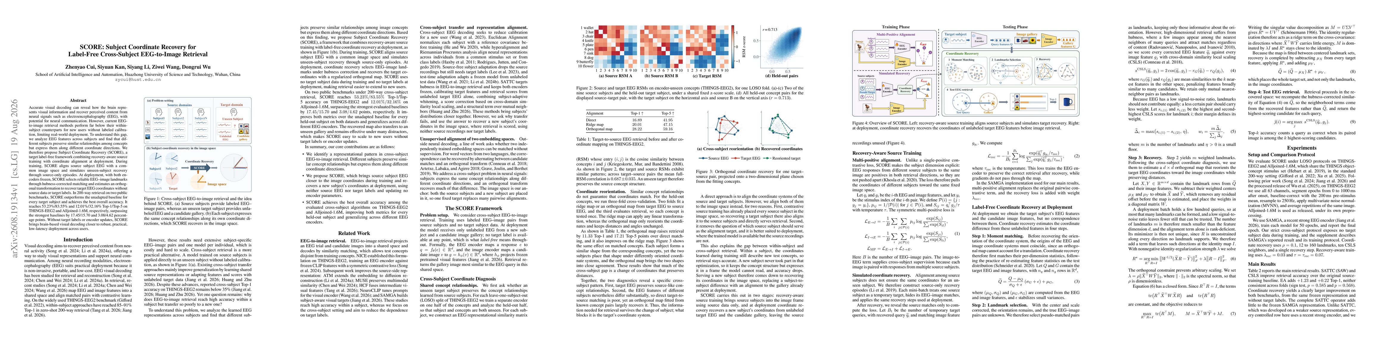 Thumbnail for SCORE: Subject Coordinate Recovery for Label-Free Cross-Subject EEG-to-Image Retrieval