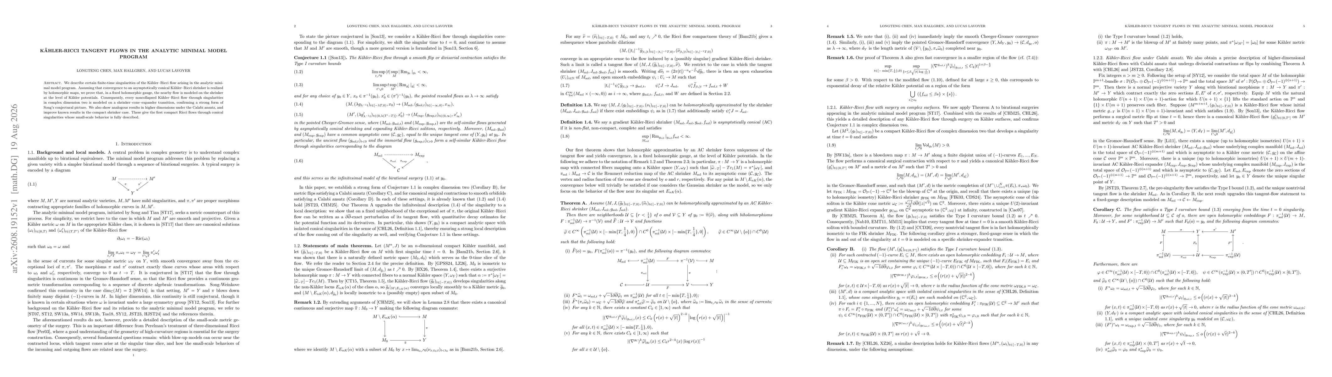 Thumbnail for Kähler-Ricci Tangent Flows in the Analytic Minimal Model Program