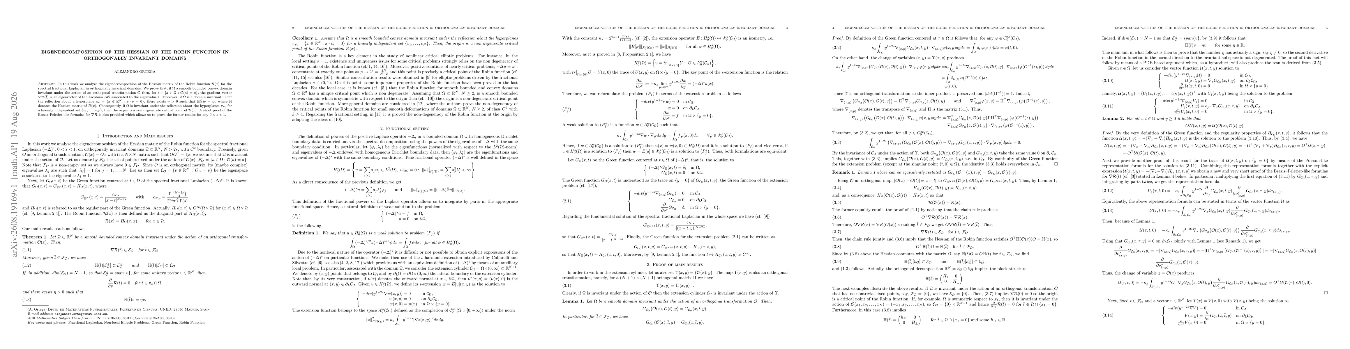 Thumbnail for Eigendecomposition of the Hessian of the Robin function in orthogonally invariant domains