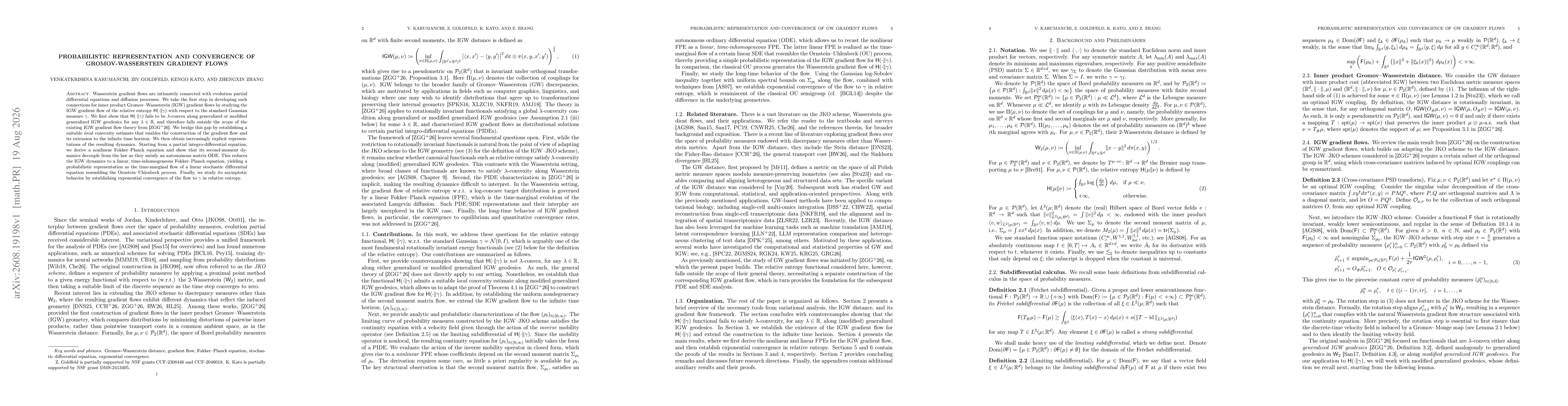 Thumbnail for Probabilistic Representation and Convergence of Gromov-Wasserstein Gradient Flows