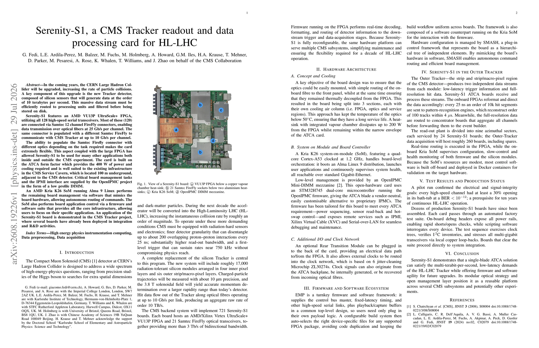 Thumbnail for Serenity-S1, a CMS Tracker Readout and Data Processing Card for HL-LHC