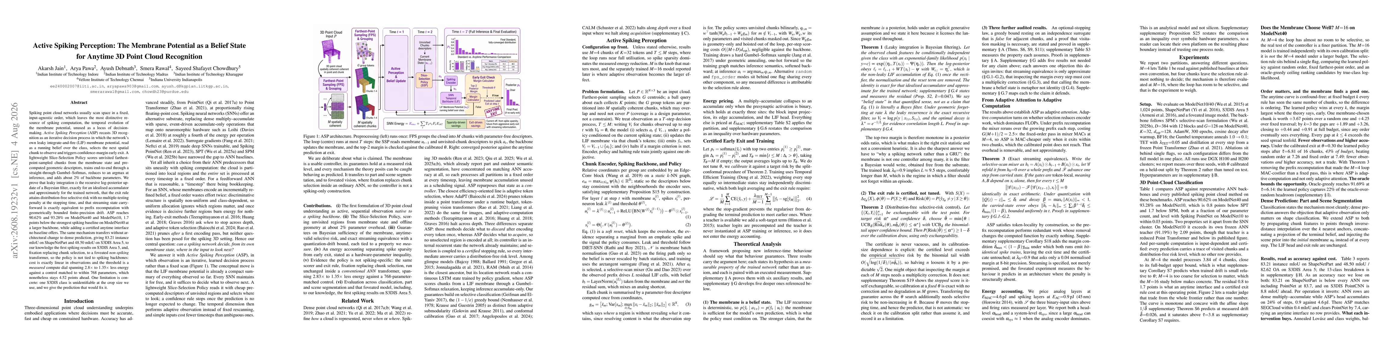 Thumbnail for Active Spiking Perception: The Membrane Potential as a Belief State for Anytime 3D Point Cloud Recognition