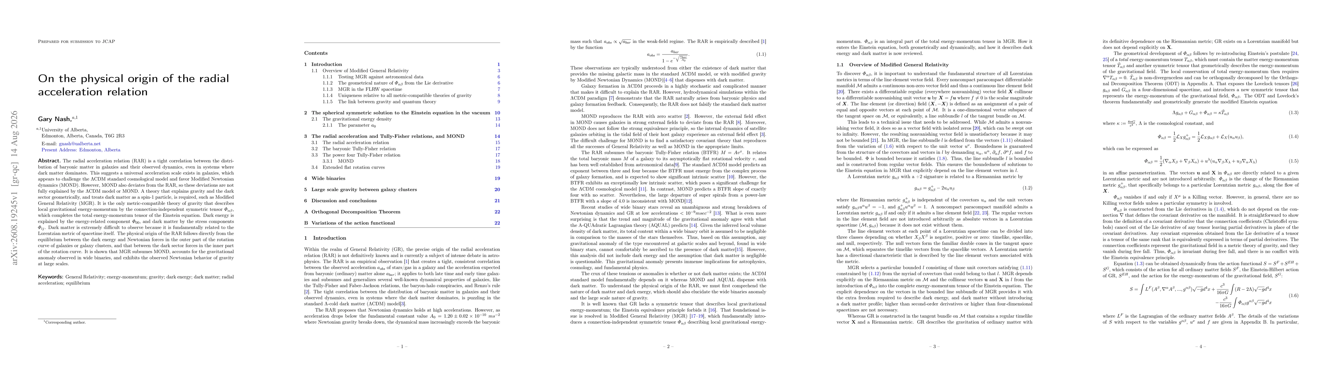 Thumbnail for On the physical origin of the radial acceleration relation