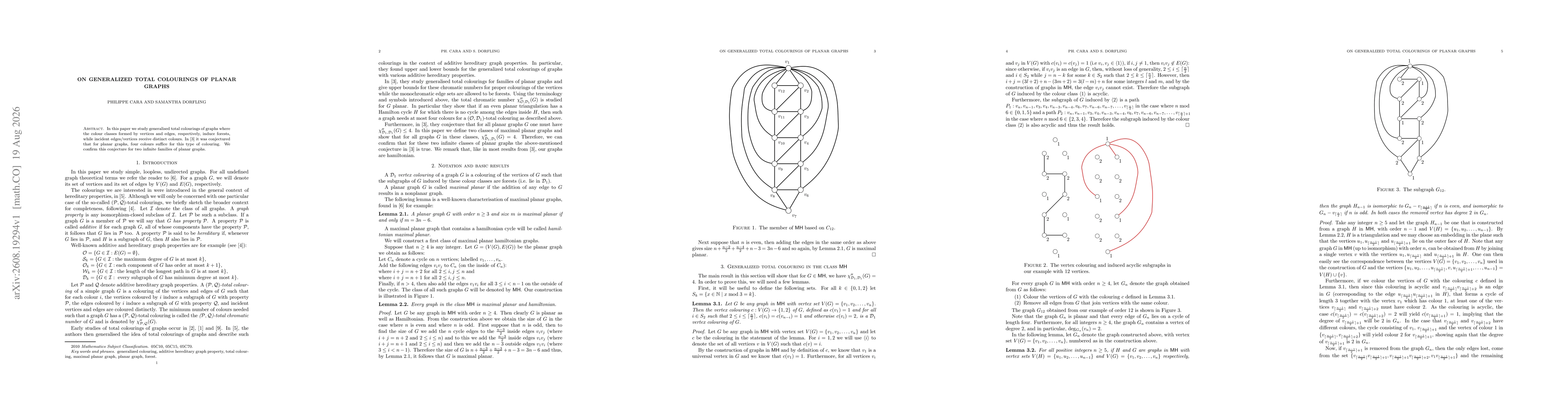 Thumbnail for On Generalized Total Colourings of Planar Graphs