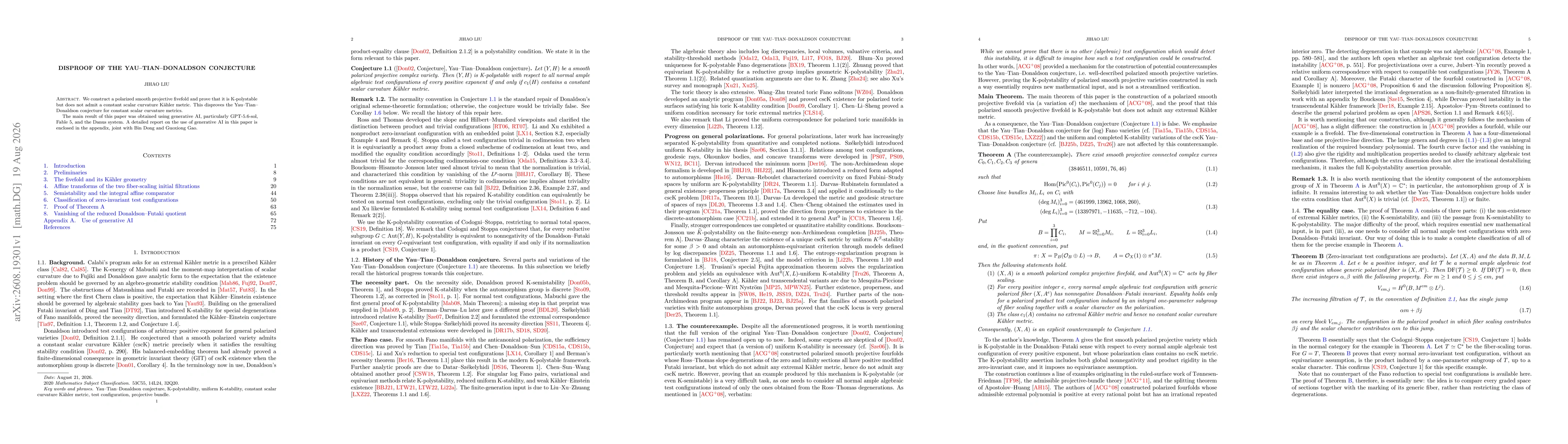 Thumbnail for Disproof of the Yau--Tian--Donaldson conjecture
