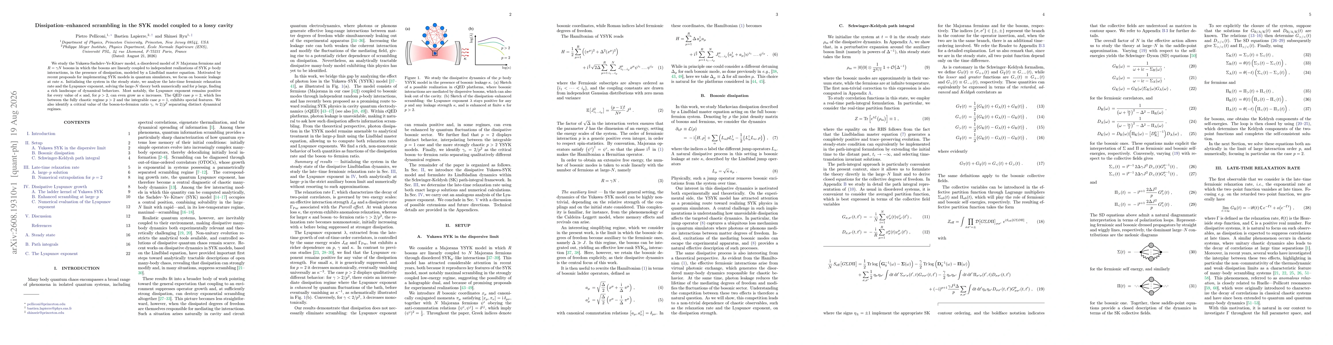 Thumbnail for Dissipation-enhanced scrambling in the SYK model coupled to a lossy cavity