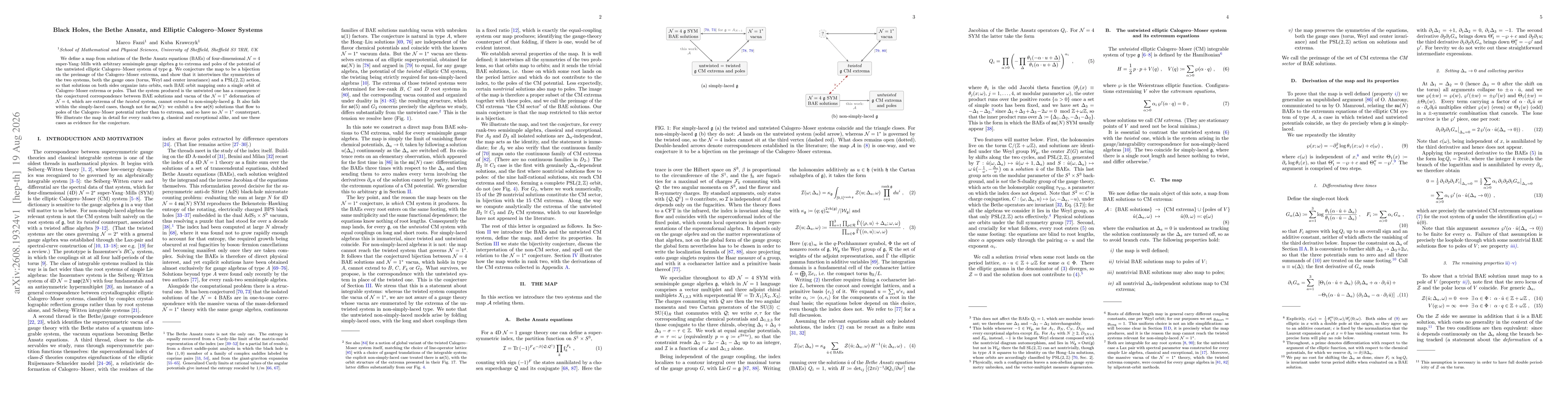 Thumbnail for Black Holes, the Bethe Ansatz, and Elliptic Calogero--Moser Systems