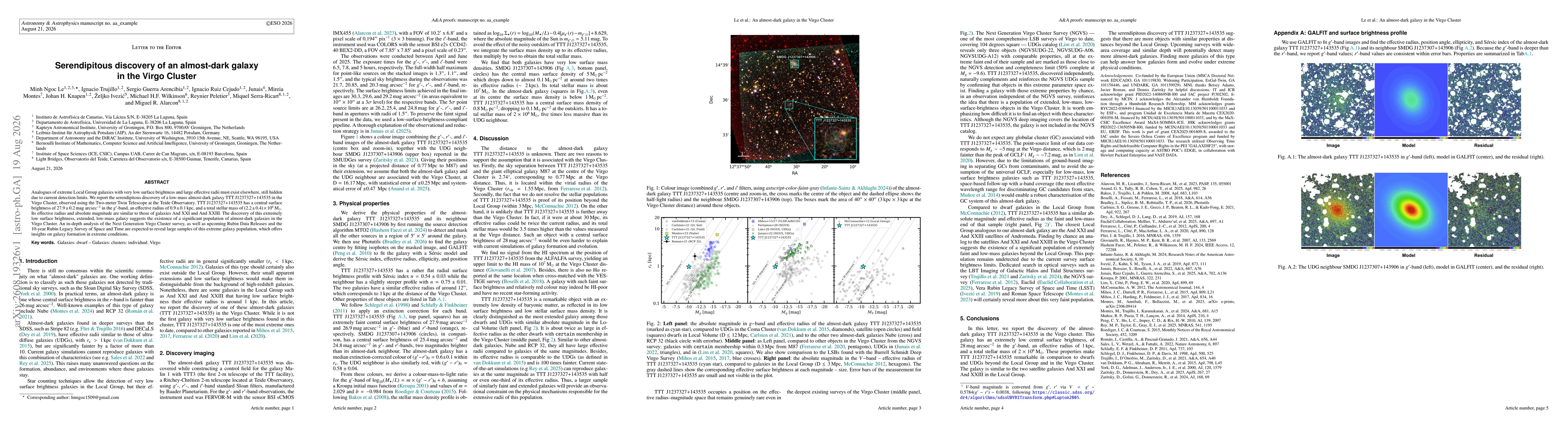 Thumbnail for Serendipitous discovery of an almost-dark galaxy in the Virgo Cluster