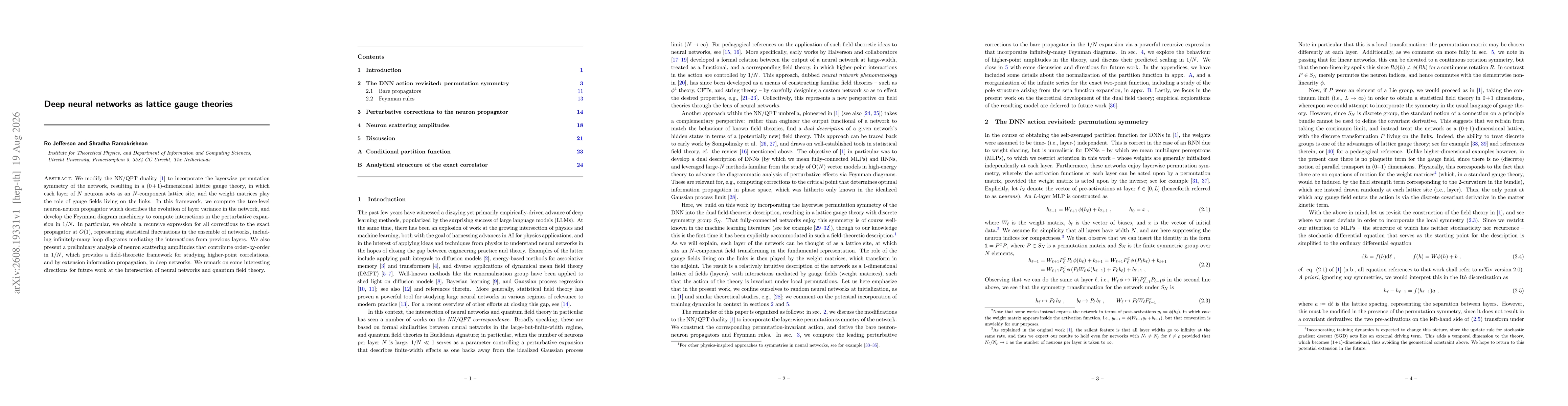 Thumbnail for Deep neural networks as lattice gauge theories