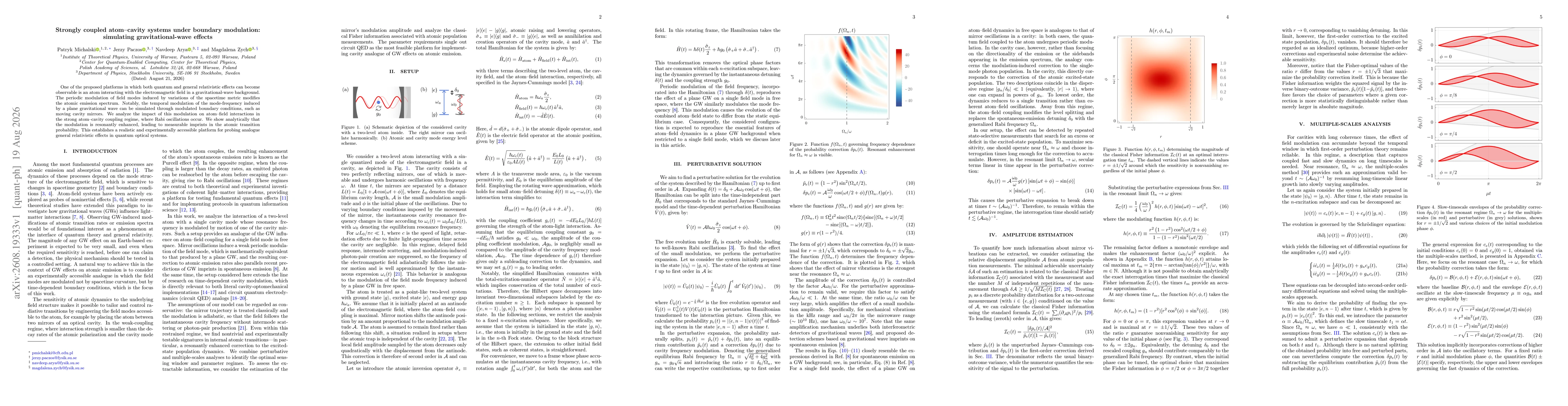 Thumbnail for Strongly coupled atom-cavity systems under boundary modulation: simulating gravitational-wave effects