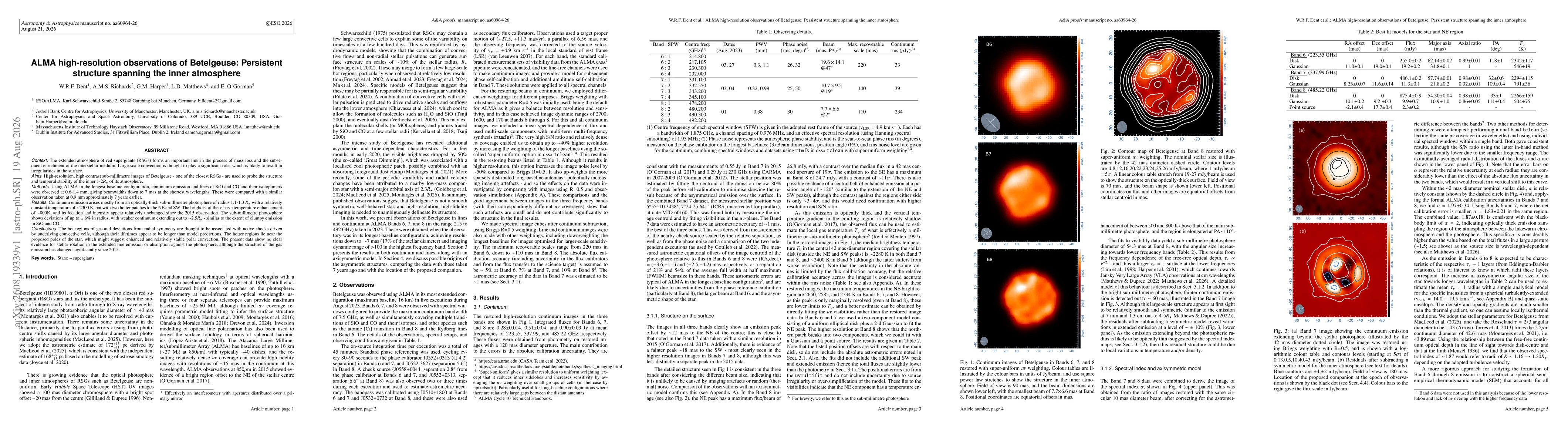 Thumbnail for ALMA high resolution observations of Betelgeuse: Persistent structure spanning the inner atmosphere