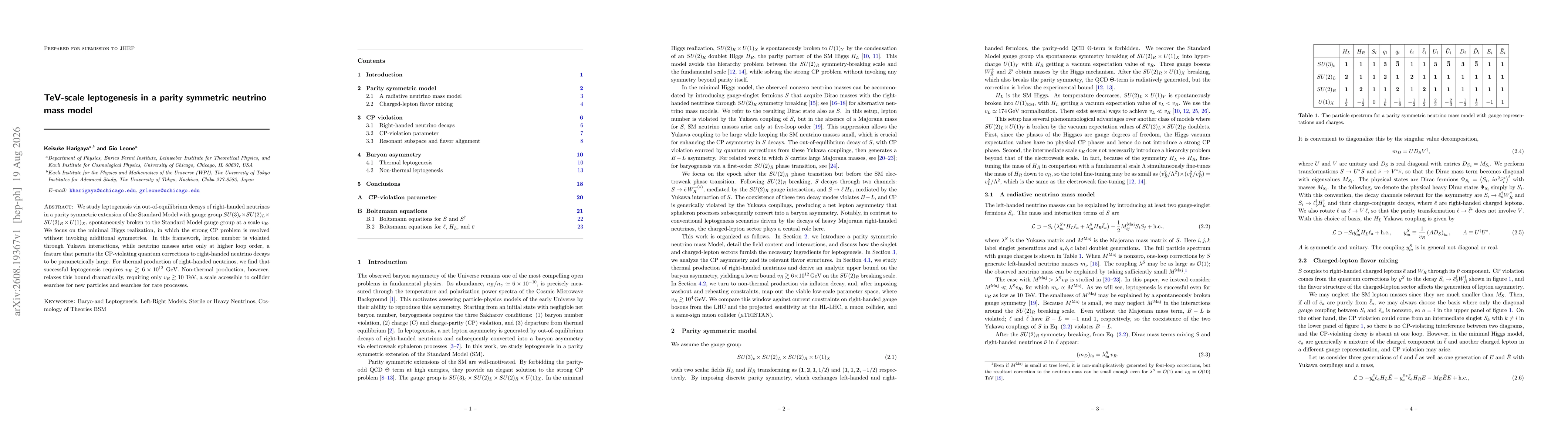 Thumbnail for TeV-scale leptogenesis in a parity symmetric neutrino mass model