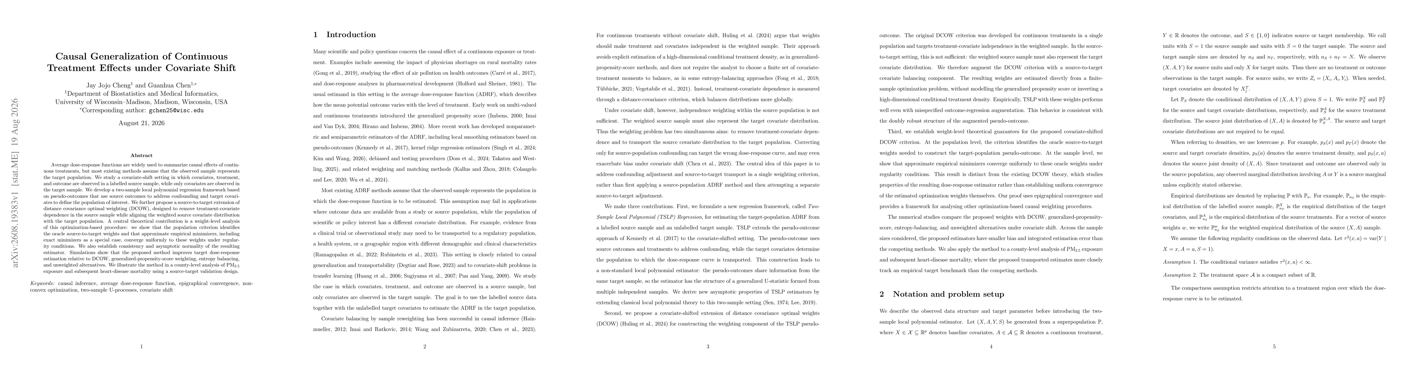 Thumbnail for Causal Generalization of Continuous Treatment Effects under Covariate Shift