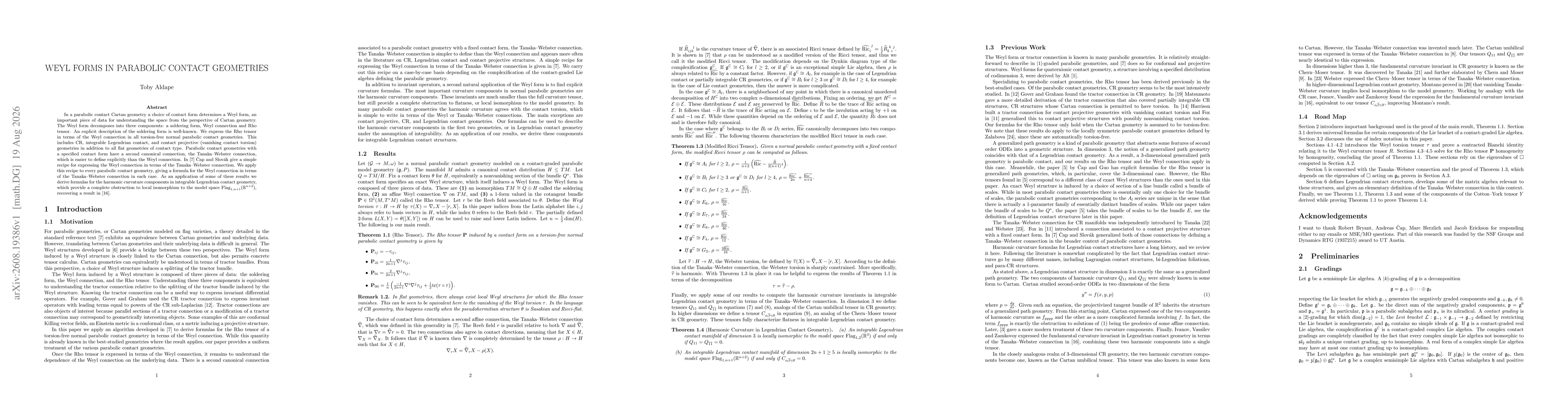 Thumbnail for Weyl forms in parabolic contact geometries