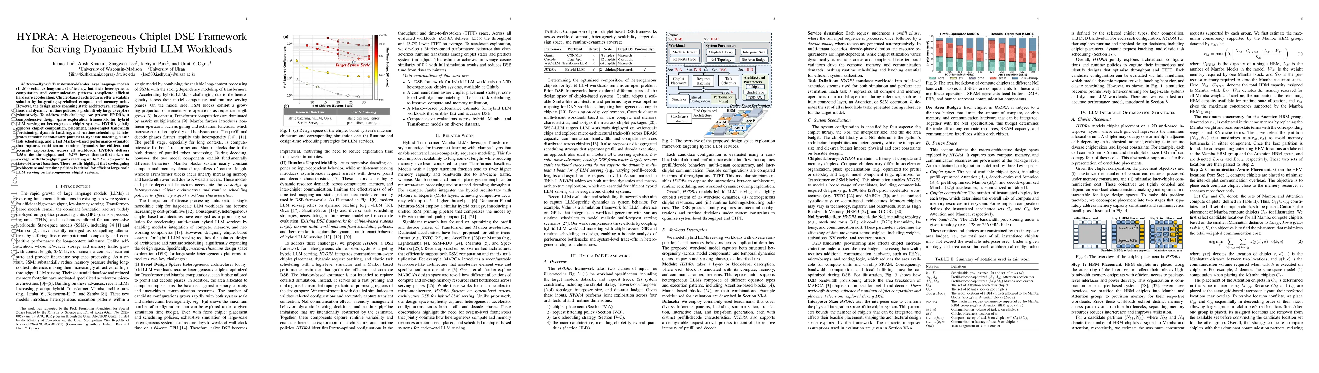 Thumbnail for HYDRA: A Heterogeneous Chiplet DSE Framework for Serving Dynamic Hybrid LLM Workloads