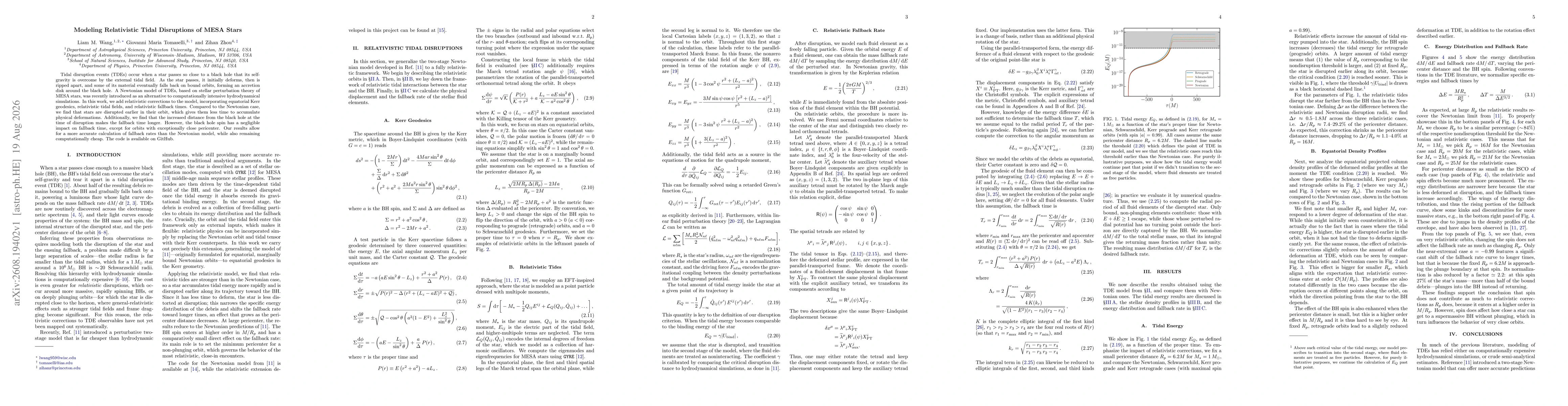 Thumbnail for Modeling Relativistic Tidal Disruptions of MESA Stars