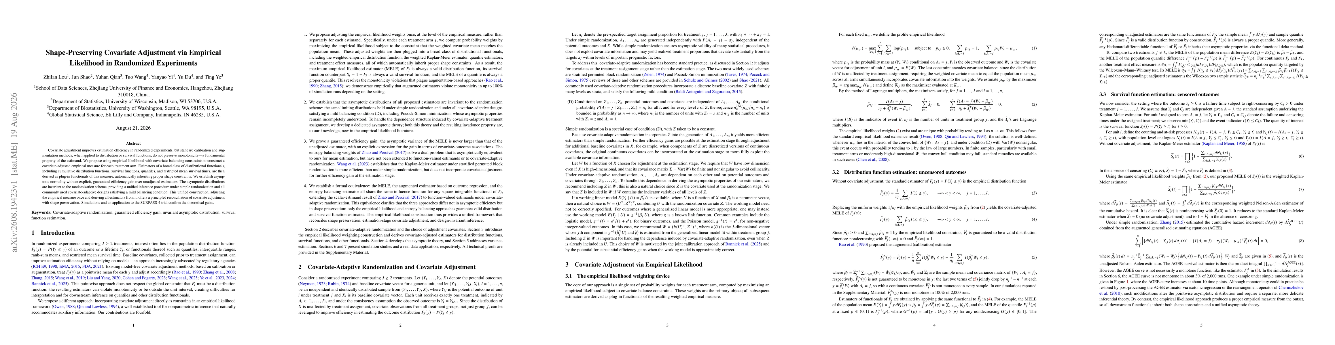 Thumbnail for Shape-Preserving Covariate Adjustment via Empirical Likelihood in Randomized Experiment