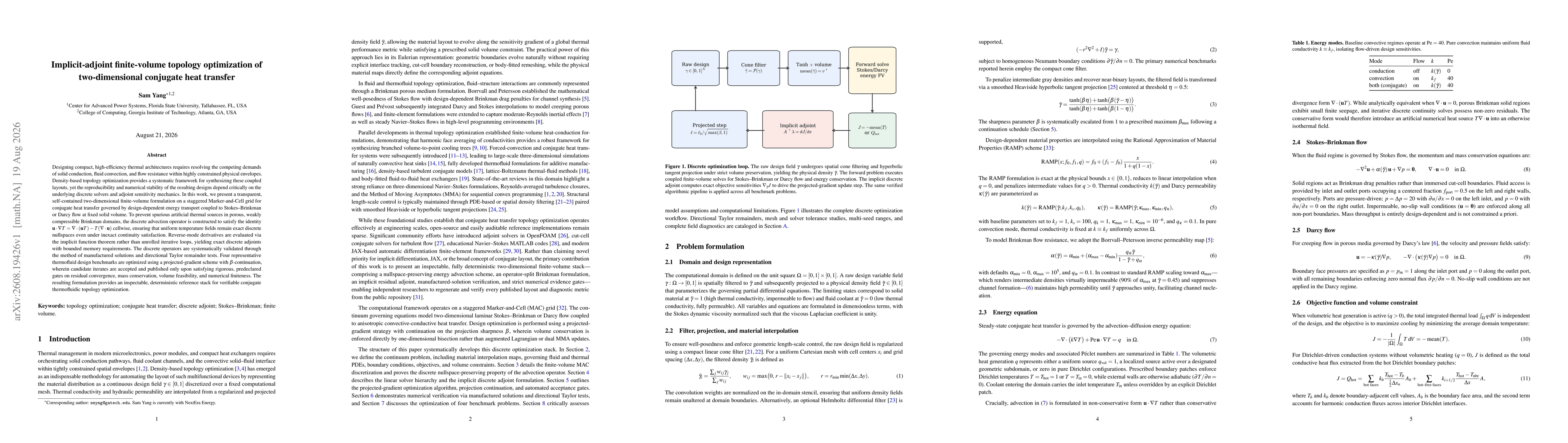 Thumbnail for Implicit-adjoint finite-volume topology optimization of two-dimensional conjugate heat transfer