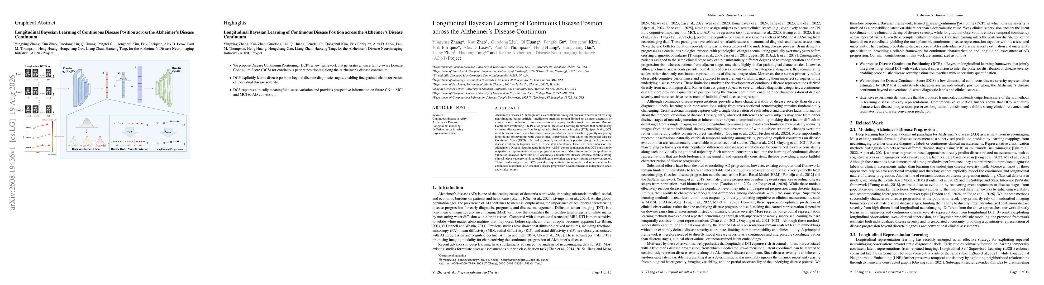 Thumbnail for Longitudinal Bayesian Learning of Continuous Disease Position across the Alzheimer's Disease Continuum