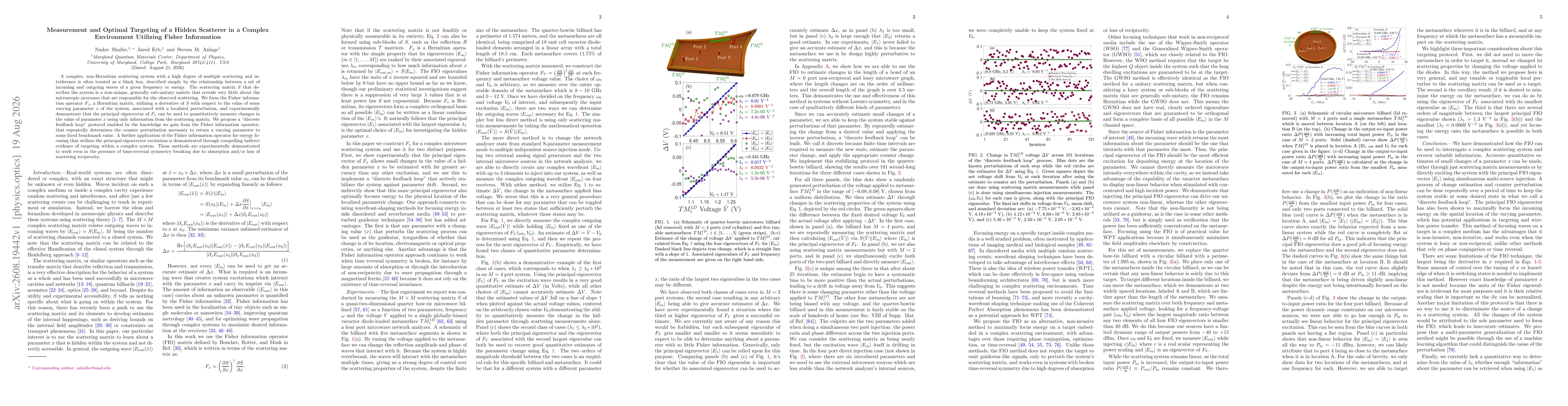 Thumbnail for Measurement and Optimal Targeting of a Hidden Scatterer in a Complex Environment Utilizing Fisher Information