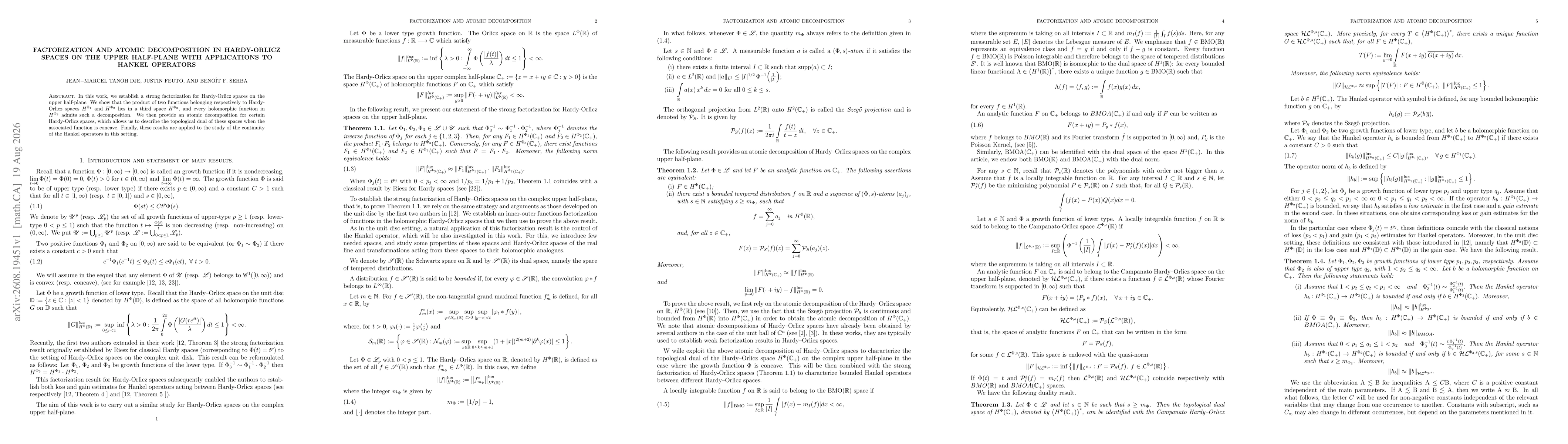 Thumbnail for Factorization and Atomic Decomposition in Hardy-Orlicz Spaces on the Upper Half-Plane with Applications to Hankel Operators