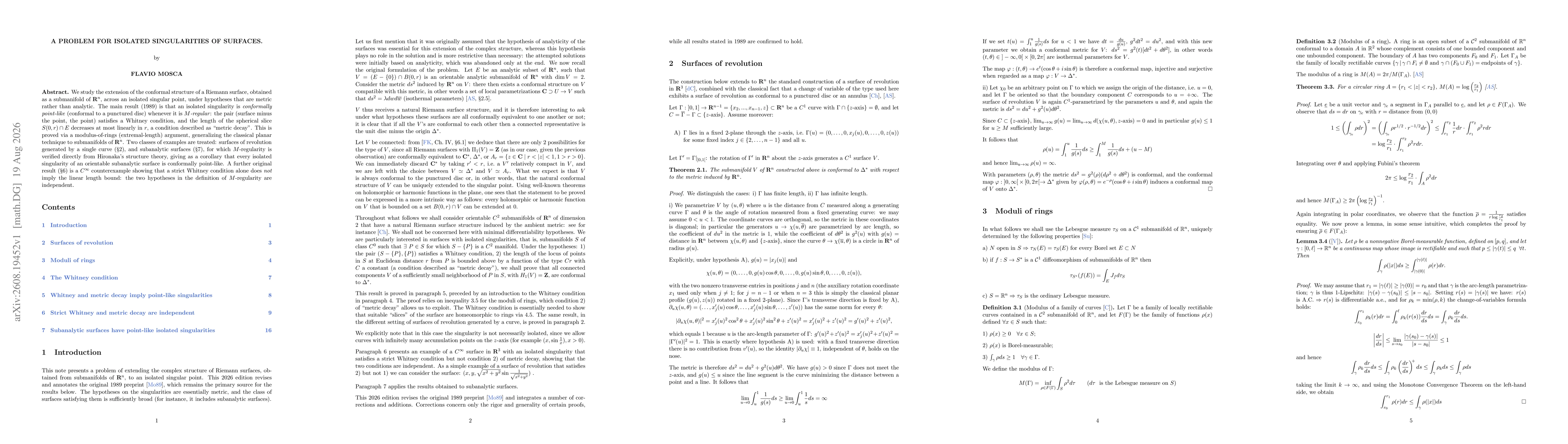Thumbnail for A problem for isolated singularities of surfaces