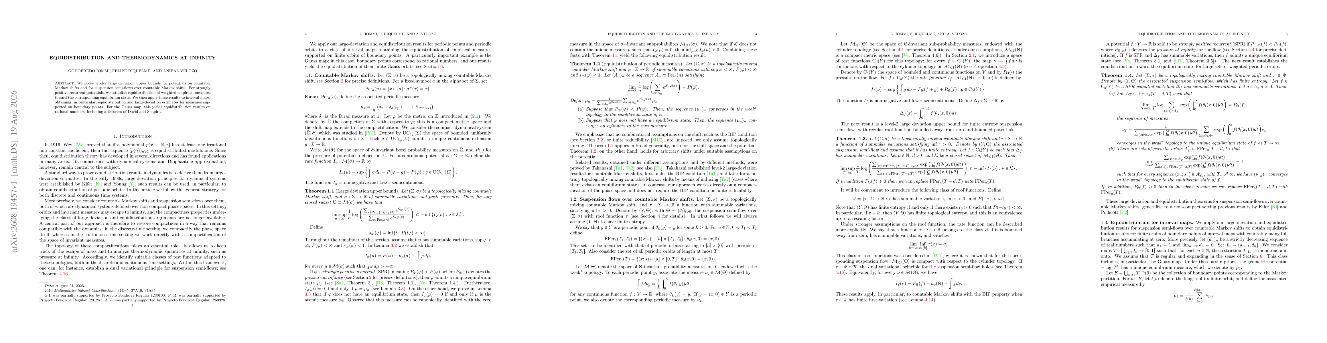 Thumbnail for Equidistribution and thermodynamics at infinity