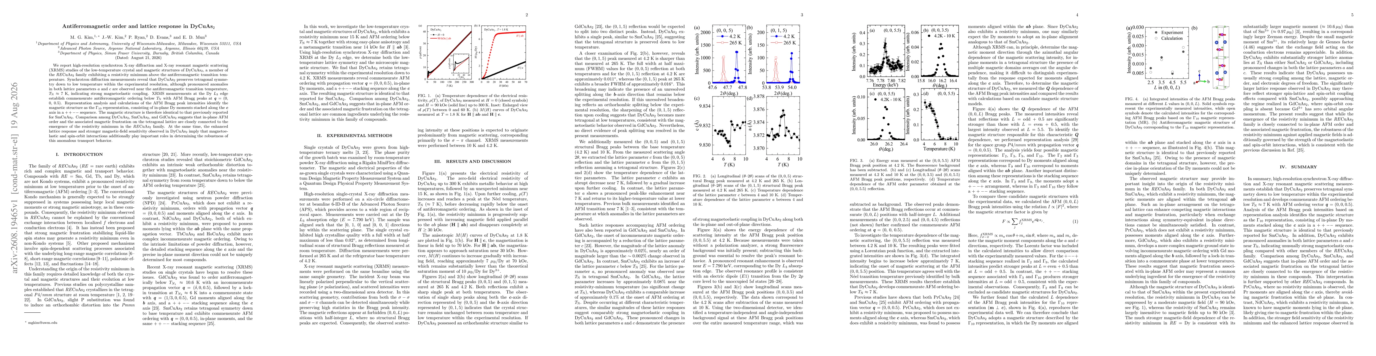 Thumbnail for Antiferromagnetic order and lattice response in DyCuAs$_2$