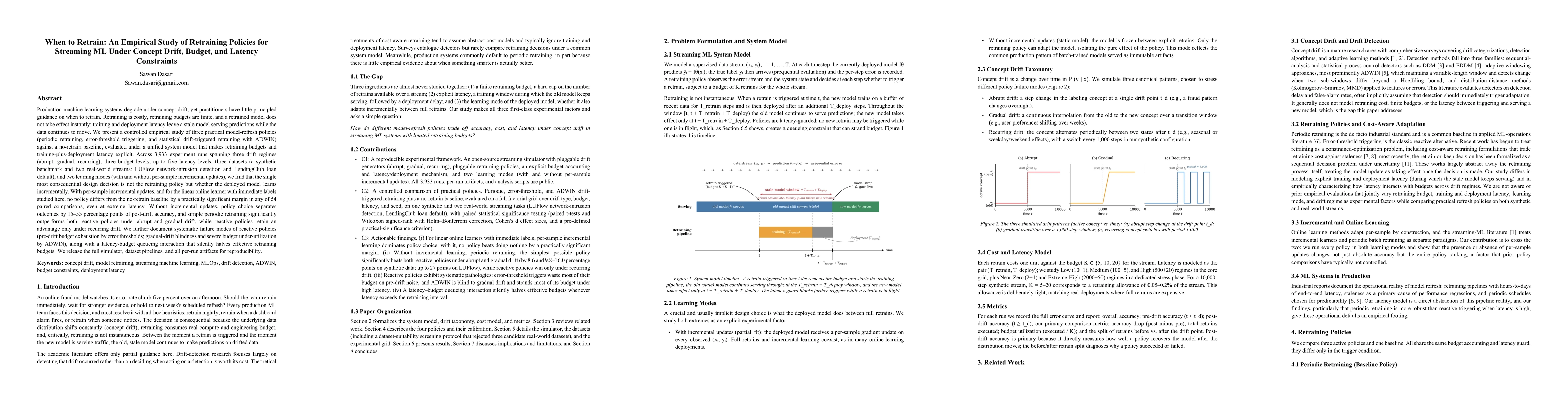 Thumbnail for When to Retrain: An Empirical Study of Retraining Policies for Streaming ML Under Concept Drift, Budget, and Latency Constraints