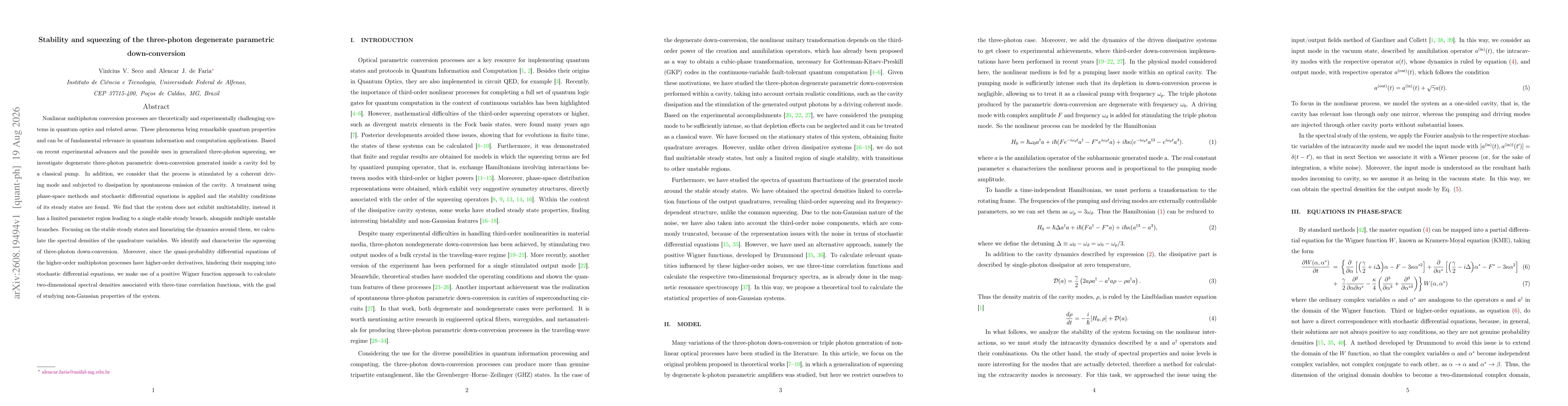 Thumbnail for Stability and squeezing of the three-photon degenerate parametric down-conversion