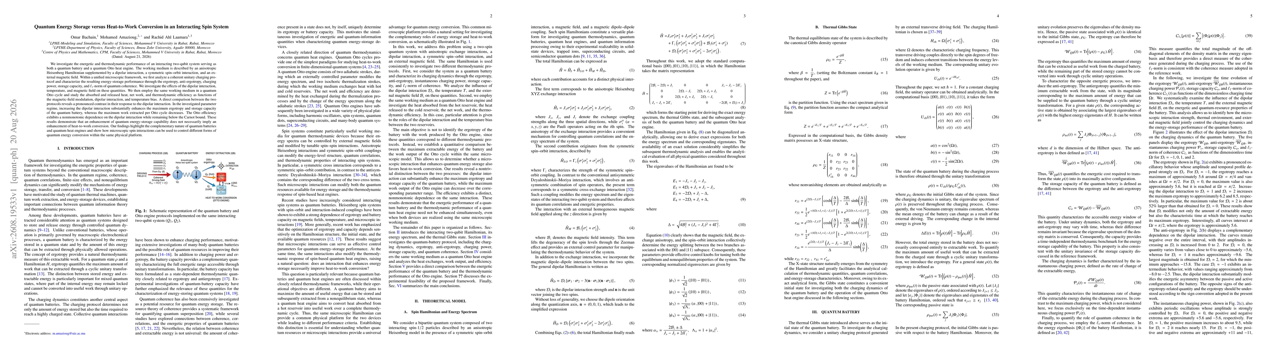 Thumbnail for Quantum Energy Storage versus Heat-to-Work Conversion in an Interacting Spin System