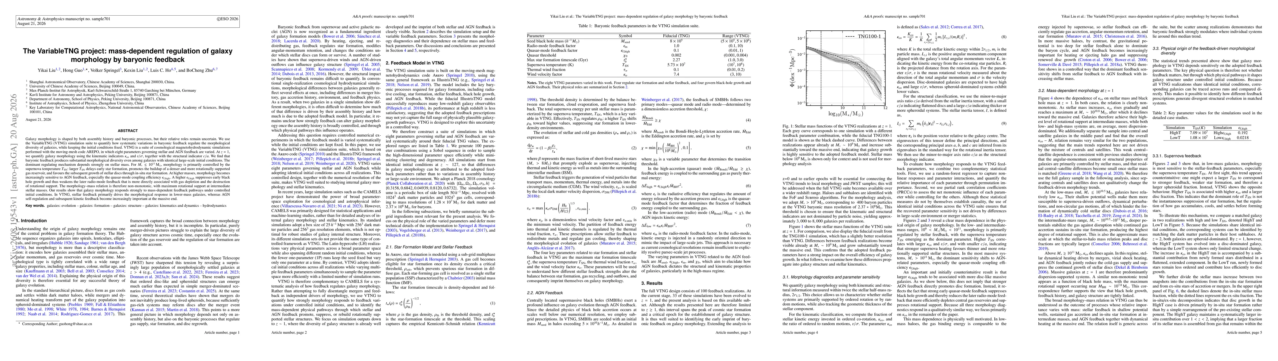 Thumbnail for The VariableTNG project: mass-dependent regulation of galaxy morphology by baryonic feedback