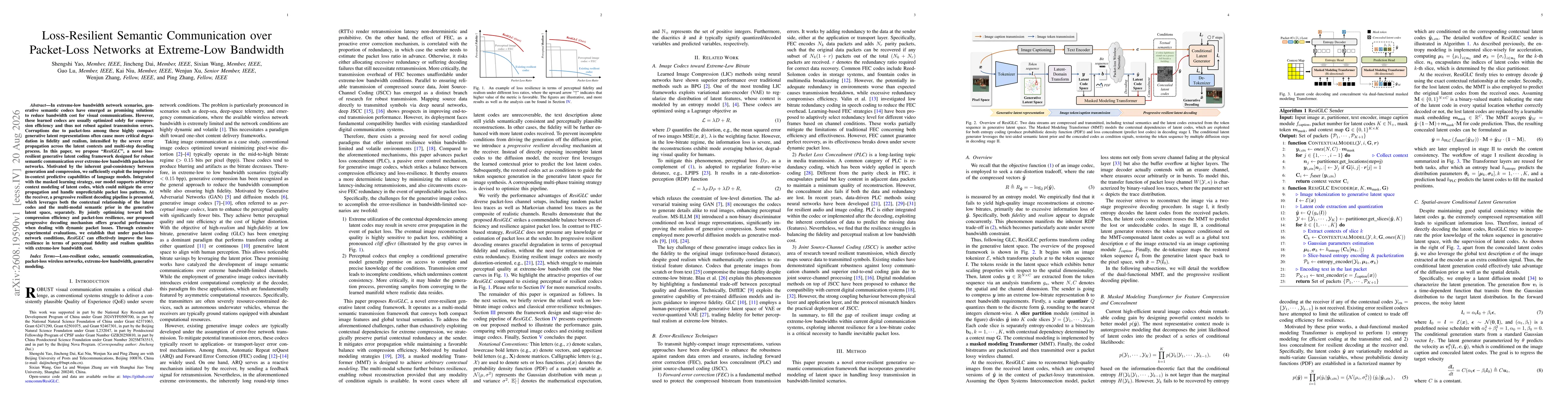 Thumbnail for Loss-Resilient Semantic Communication over Packet-Loss Networks at Extreme-Low Bandwidth