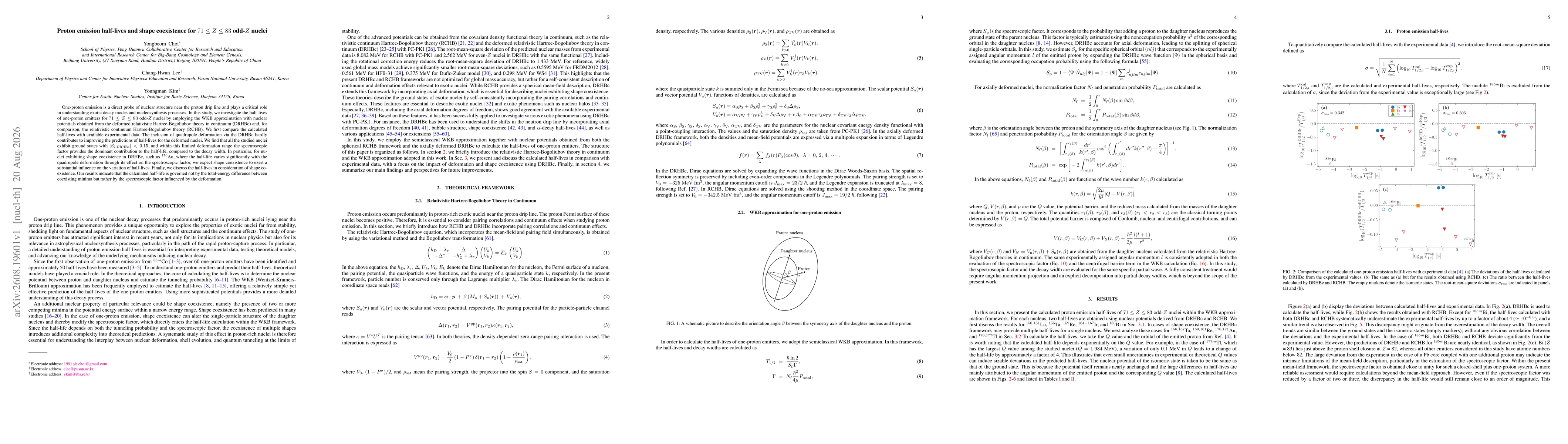 Thumbnail for Proton emission half-lives and shape coexistence for $71 \leq Z \leq 83$ odd-$Z$ nuclei
