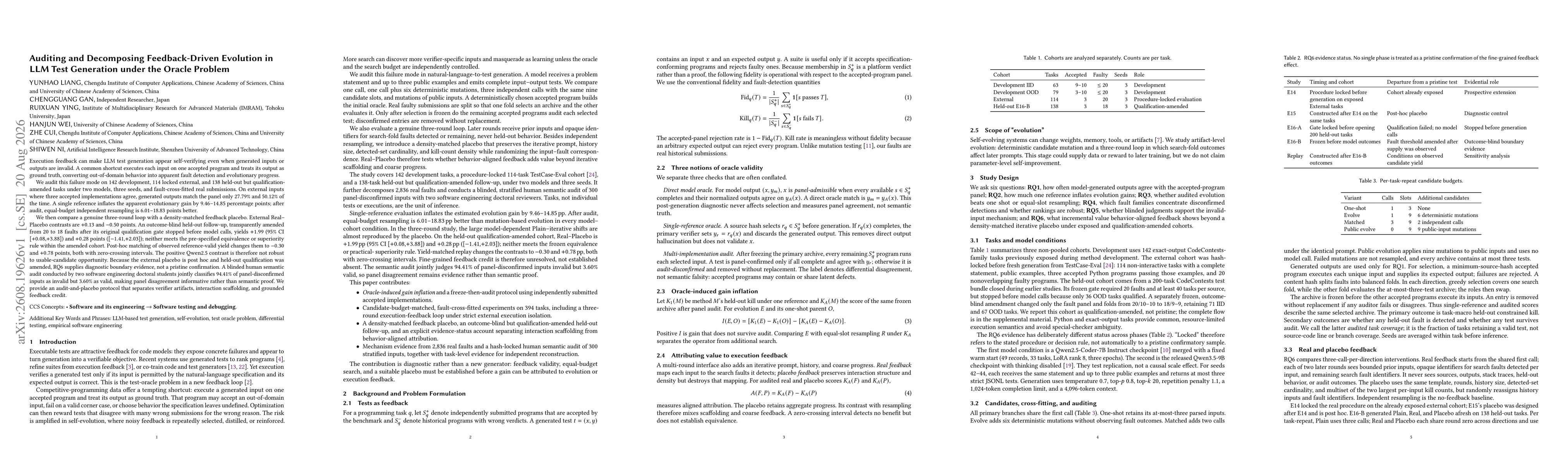 Thumbnail for Auditing and Decomposing Feedback-Driven Evolution in LLM Test Generation under the Oracle Problem