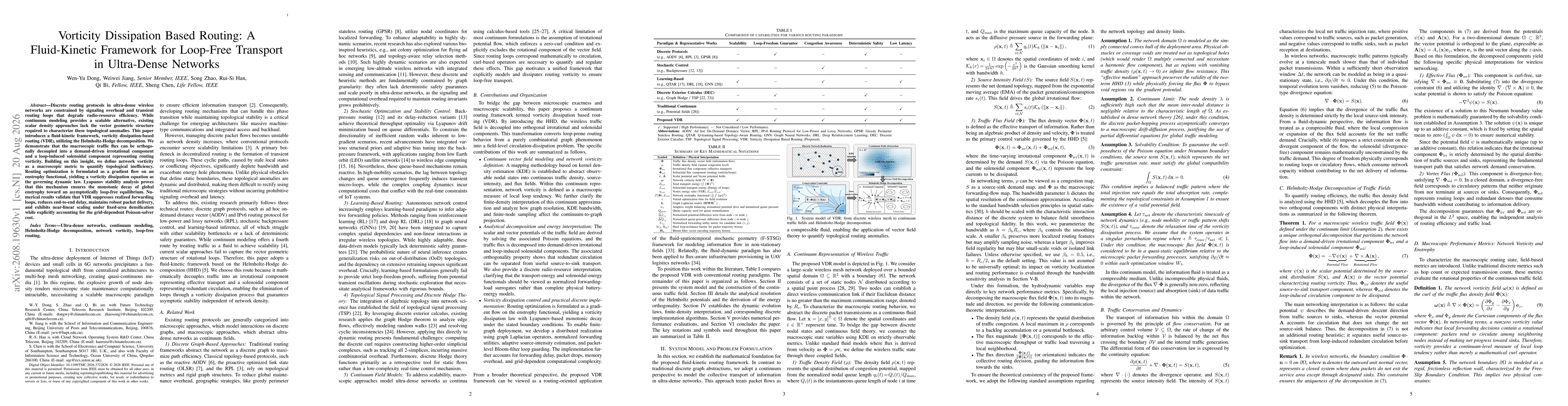 Thumbnail for Vorticity Dissipation Based Routing: A Fluid-Kinetic Framework for Loop-Free Transport in Ultra-Dense Networks